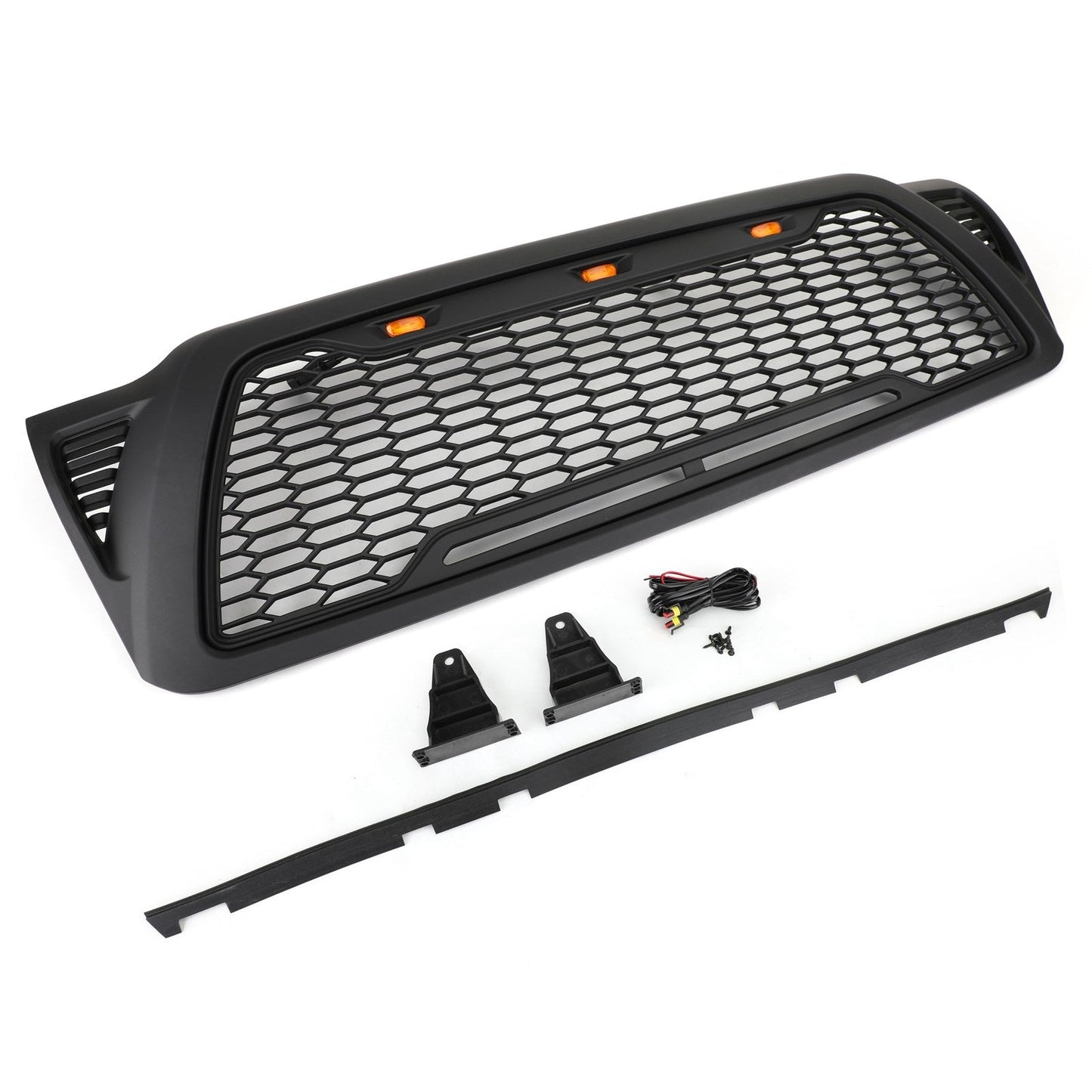 Front Grille Bumper Hood Mesh Grill Fit Toyota Tacoma 2005-2011 With LED lights