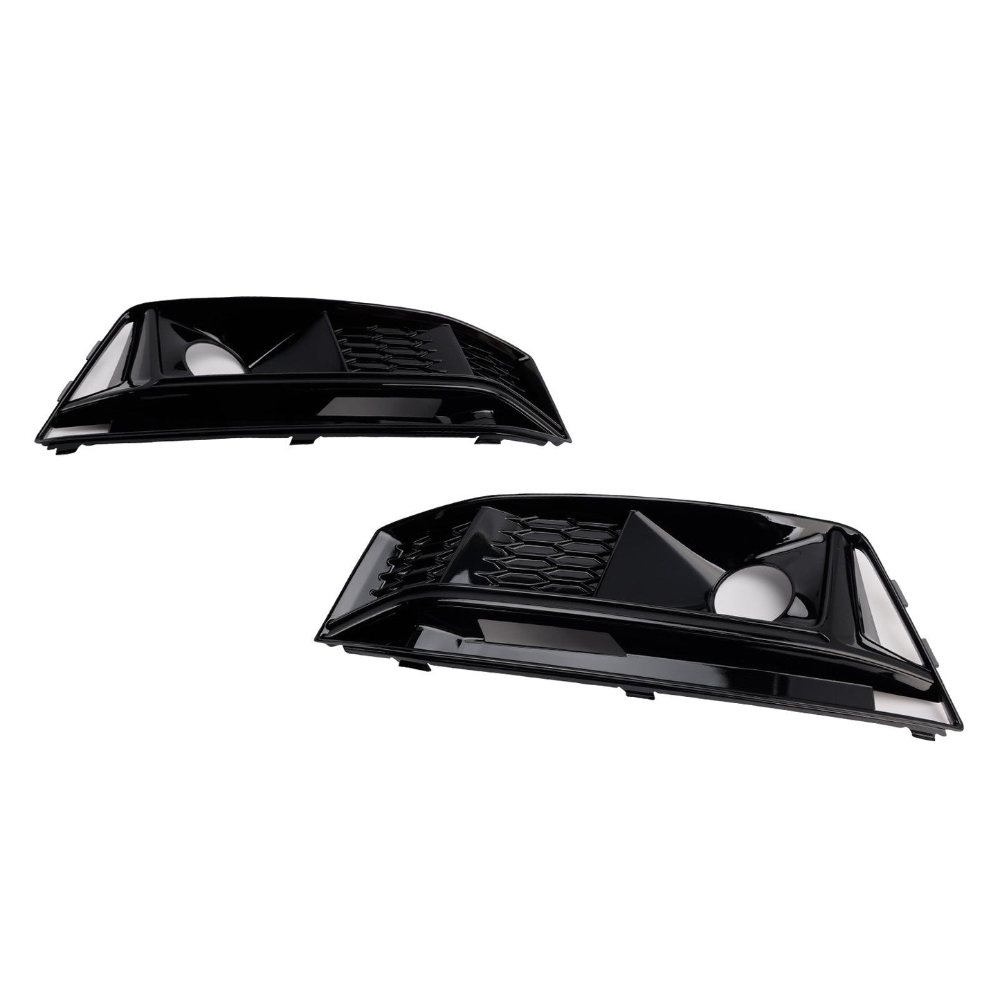 2016-2019 Audi A4 B9 S4 Black Front Bumper Fog Light Grille — Pair