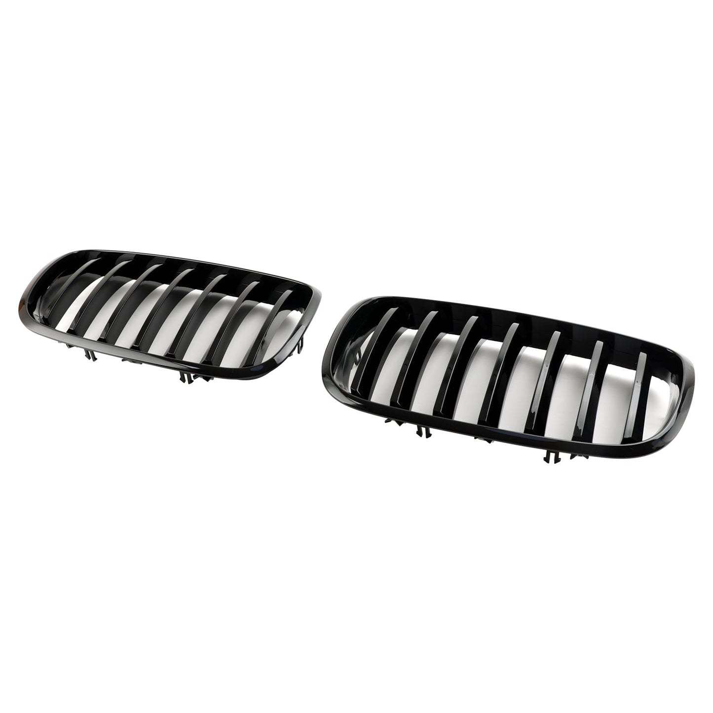 2009-2013 BMW X5 M E70 Gloss Black Front Bumper Kidney Grille — Pair (51137157687 / 51137305589)