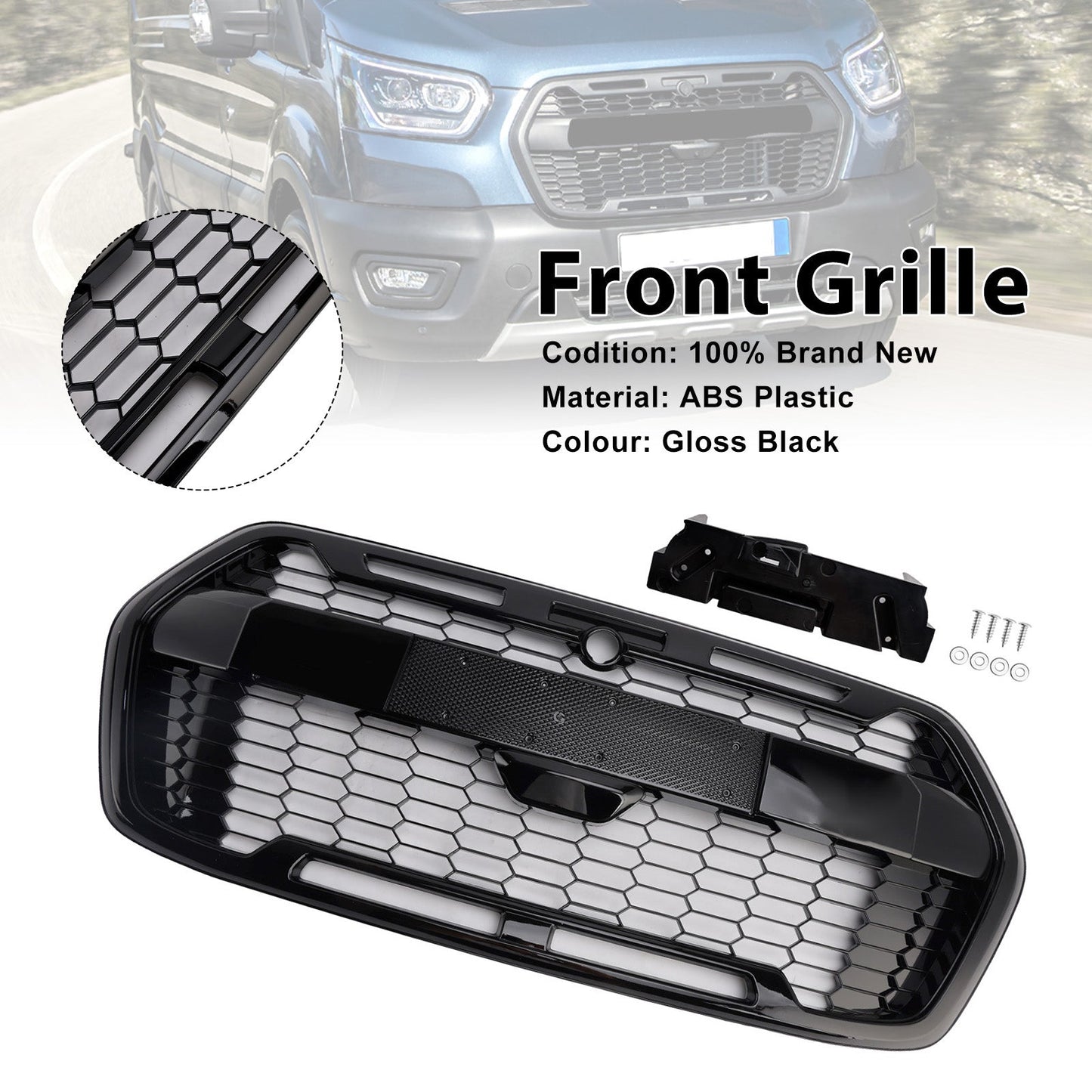 Front Bumper Grille 2467809 Fit Ford Transit MK8 Trail 2019-Onwards Raptor Style