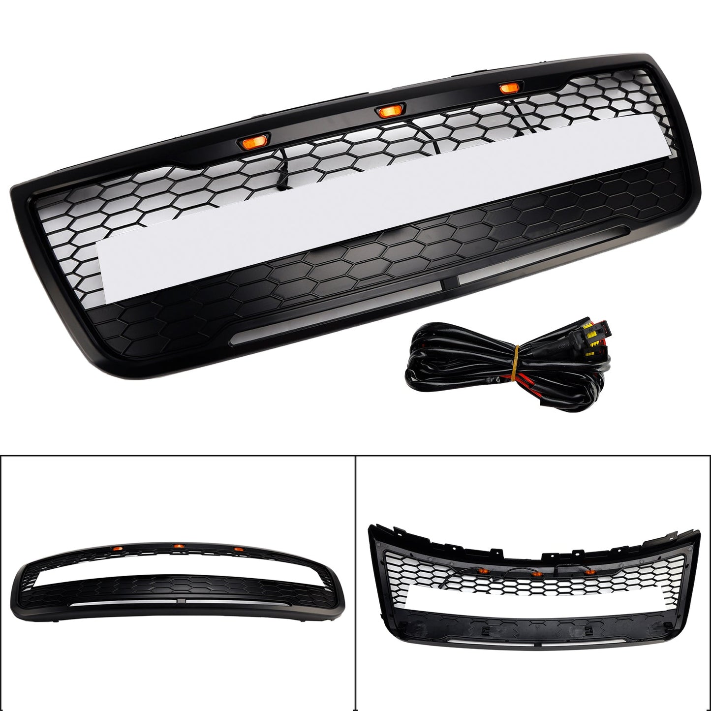 Ford Explorer 2012-2015 Front Upper Bumper Grill Grille With Lights Grey