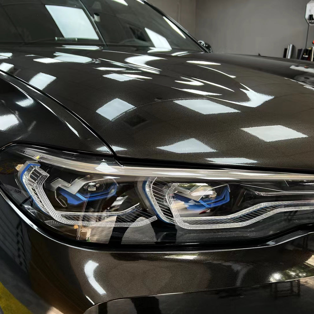 Gloss Metallic Black Gold Vehicle Wraps (PET Liner)