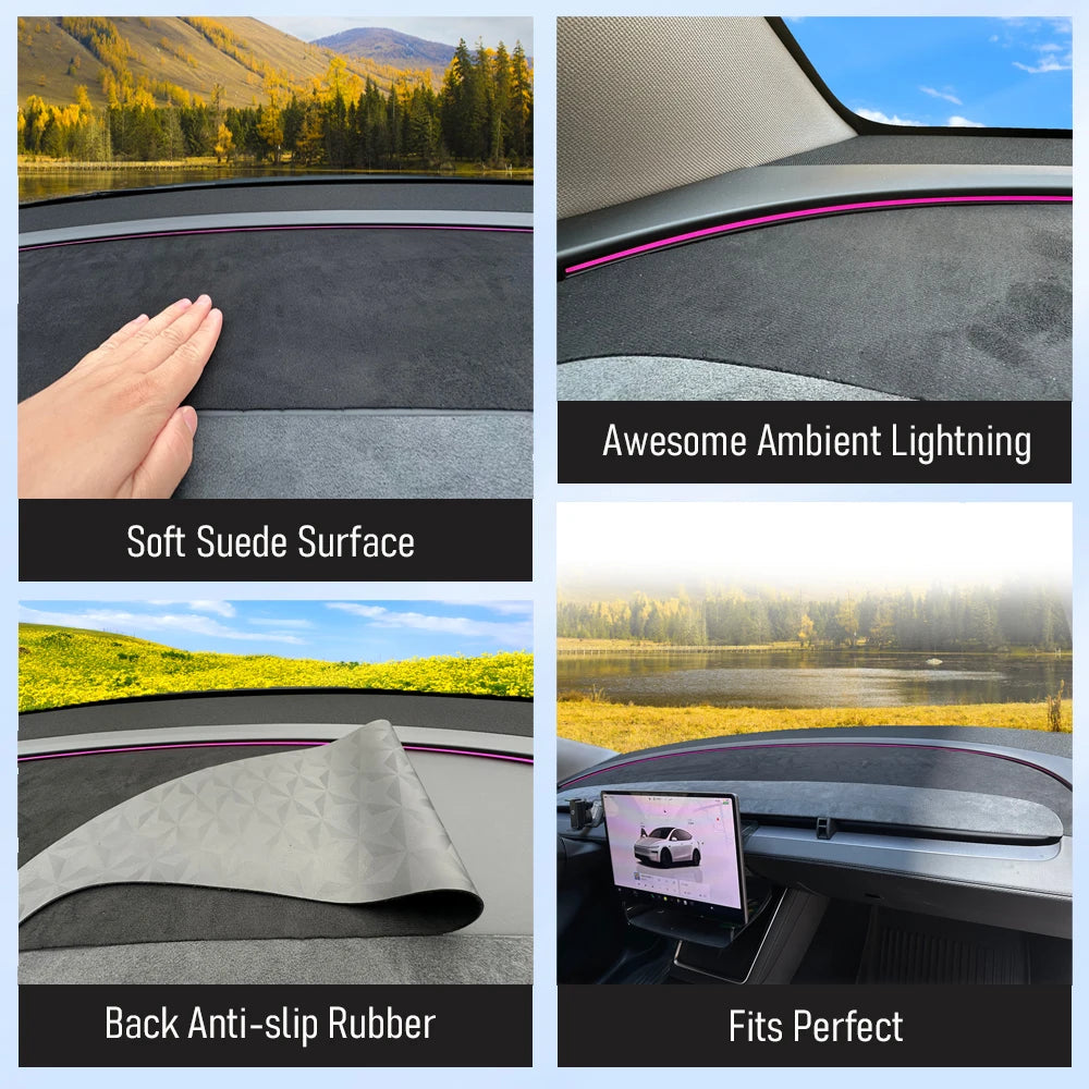 For Tesla Model Y Juniper 2026 2025 Dashboard Cover Pad Suede Sunshade Protector Anti-UV Dash Mat Non-slip Pads Car Accessories