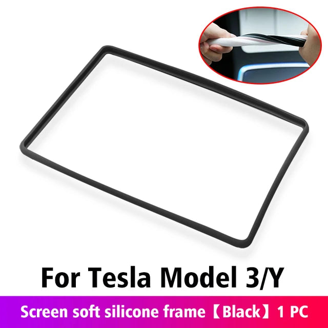 For Tesla Model 3 / Y Silicone Protective Frame Edge Cover Central Control Display Navigation Screen Protector Car Accessories