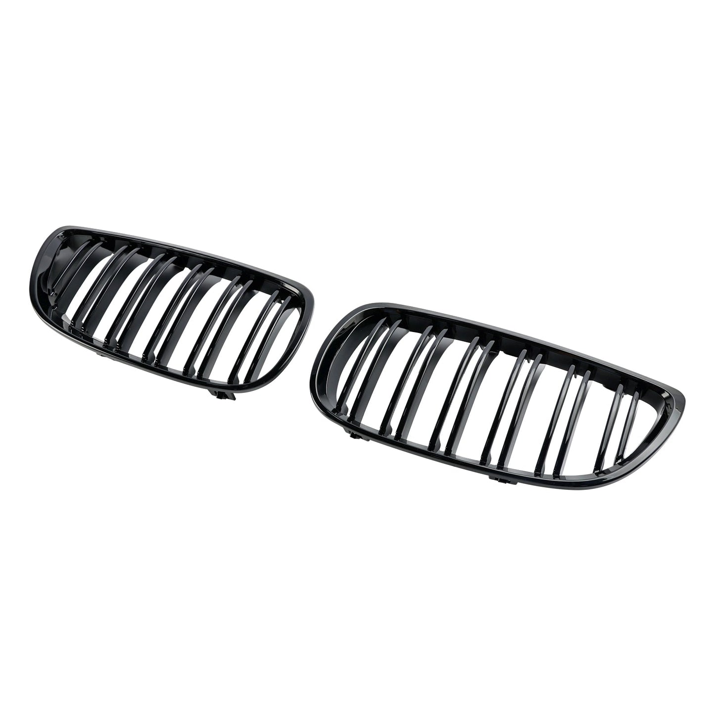 2008-2013 BMW M3 E92 E93 Gloss Black Front Kidney Grille — Pair (51137157277 / 51137157278)