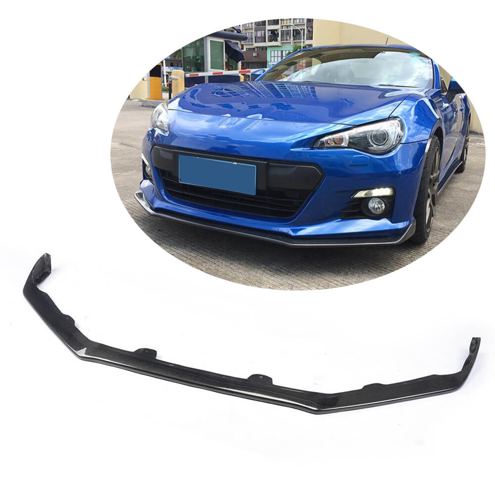 Carbon fiber front bumper lip fitted to a sports coupe