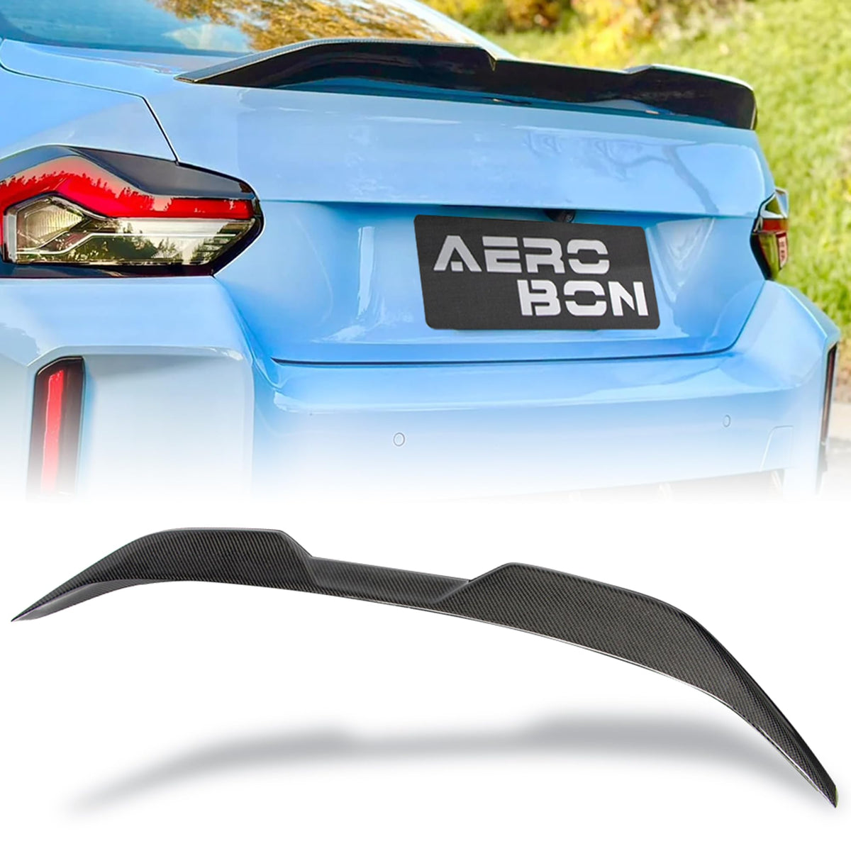 MP style carbon fiber trunk spoiler fitted to a BMW coupe