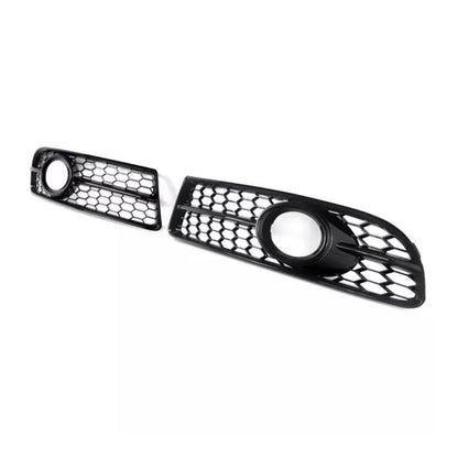 2005-2008 Audi A4 B7 S-Line S4 Front Bumper Honeycomb Fog Light Grille — Pair (8E0807681F / 8E0807682F)