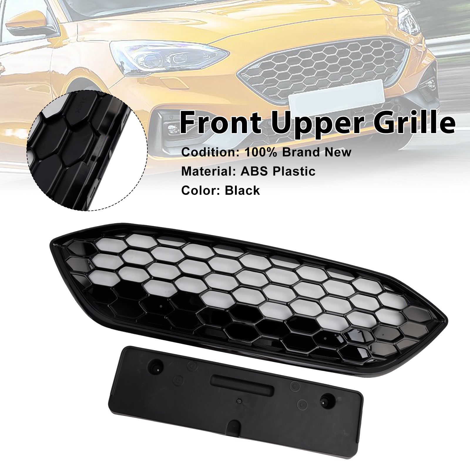 Gloss Black Front Bumper Grille Grill Fit Ford Focus ST + ST Line MK4 2018-2021