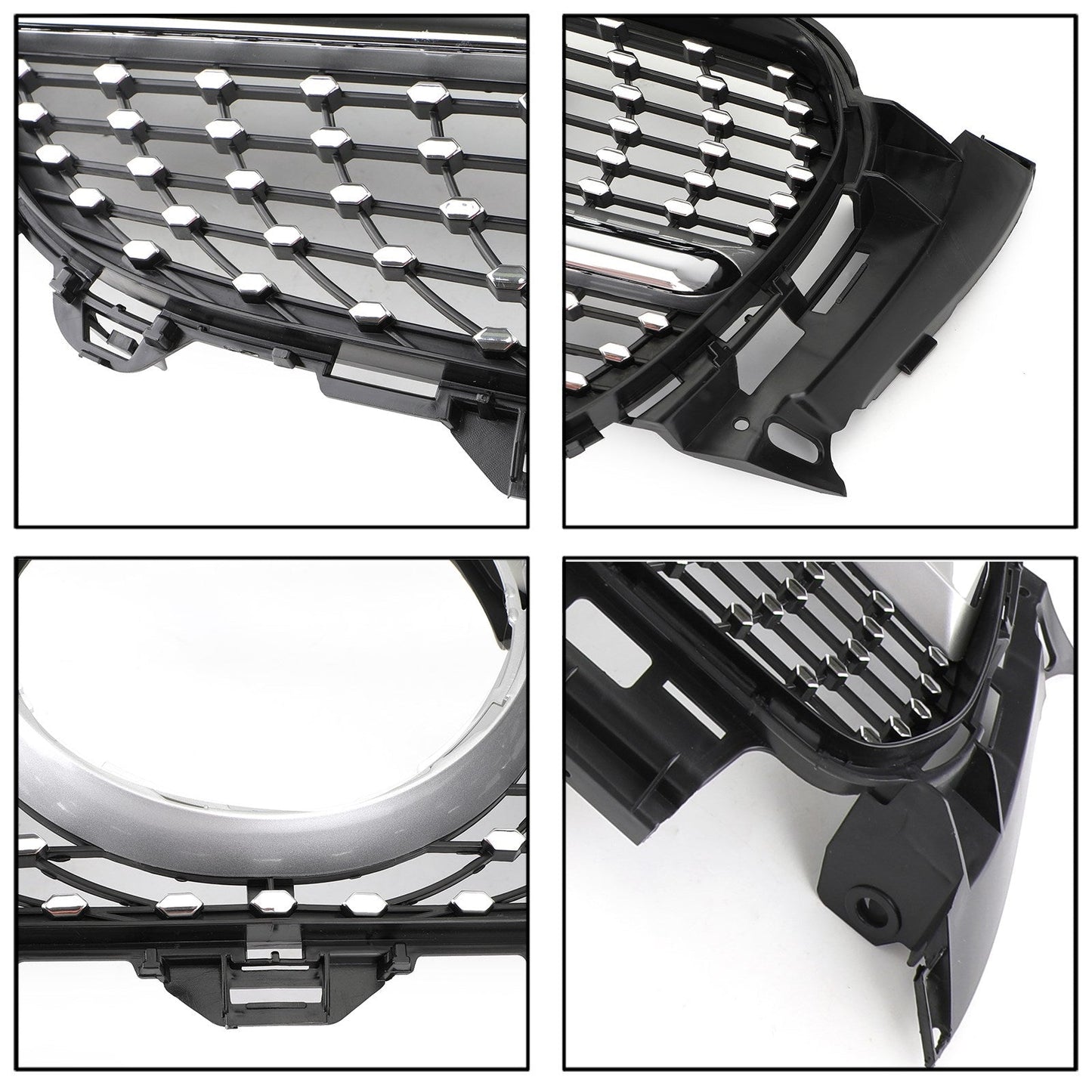 2017-2019 Mercedes-Benz E-Class W213 E200 E250 E300 Diamond Silver Border Front Grille