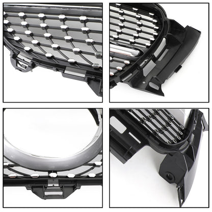 2017-2019 Mercedes-Benz E-Class W213 E200 E250 E300 Diamond Silver Border Front Grille