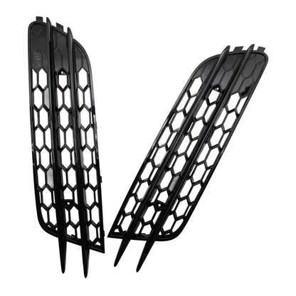 2012-2015 Audi A6 C7 Front Bumper Honeycomb Fog Light Grille — Pair (4G0807681 / 4G0807682)
