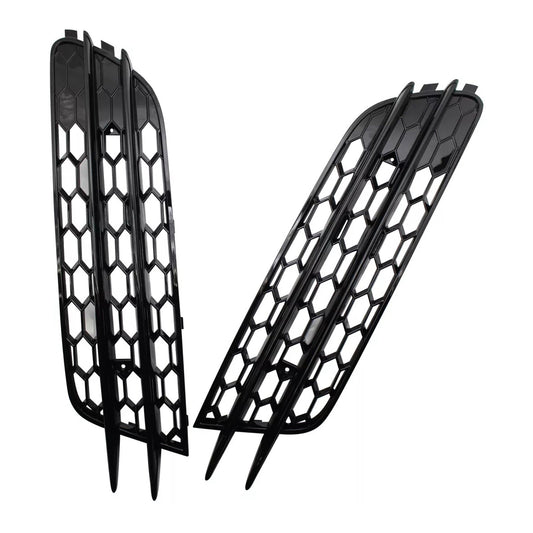 2012-2015 Audi A6 C7 Front Bumper Honeycomb Fog Light Grille — Pair (4G0807681 / 4G0807682)