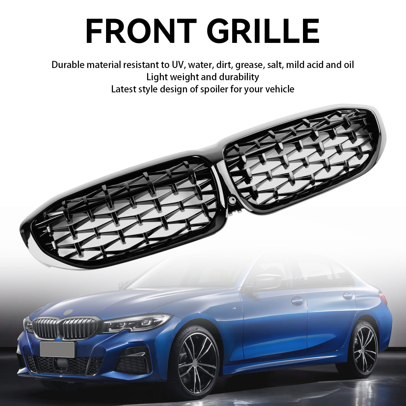 2019-2022 BMW 3 Series G20 G28 Diamond Black Front Kidney Grille (51138072085)