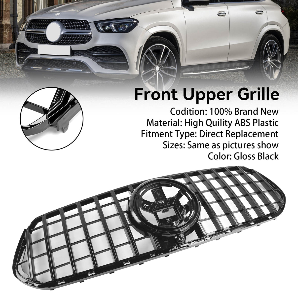 2019-2023 Mercedes-Benz GLE SUV V167 Pre-Facelift Gloss Black Front Grille