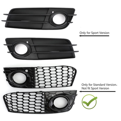 2009-2012 Audi A4 B8 Honeycomb Mesh Fog Light Open Vent Grill — Pair