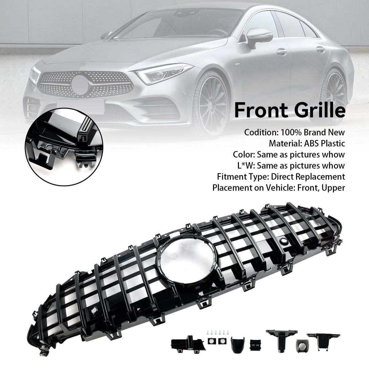 2018-2024 Mercedes-Benz CLS-Class C257 W257 Coupe Black Front Bumper Grille