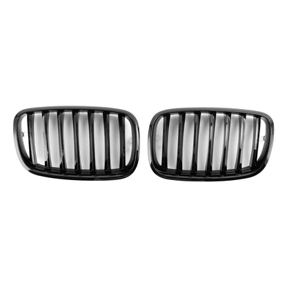 2007-2013 BMW X5 E70 Gloss Black Front Bumper Kidney Grille — Pair (51137157687 / 51137305589)