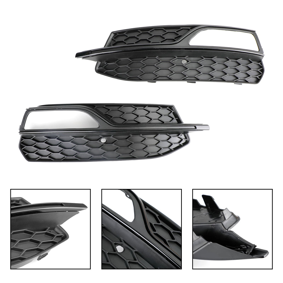 2013-2016 Audi A3 S-Line Lower Bumper Fog Light Cover Grill — Pair (8V3807681G / 8V3807682G)
