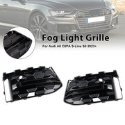 2023+ Audi A6L C8PA Black Front Bumper Fog Light Grille Trim — Pair