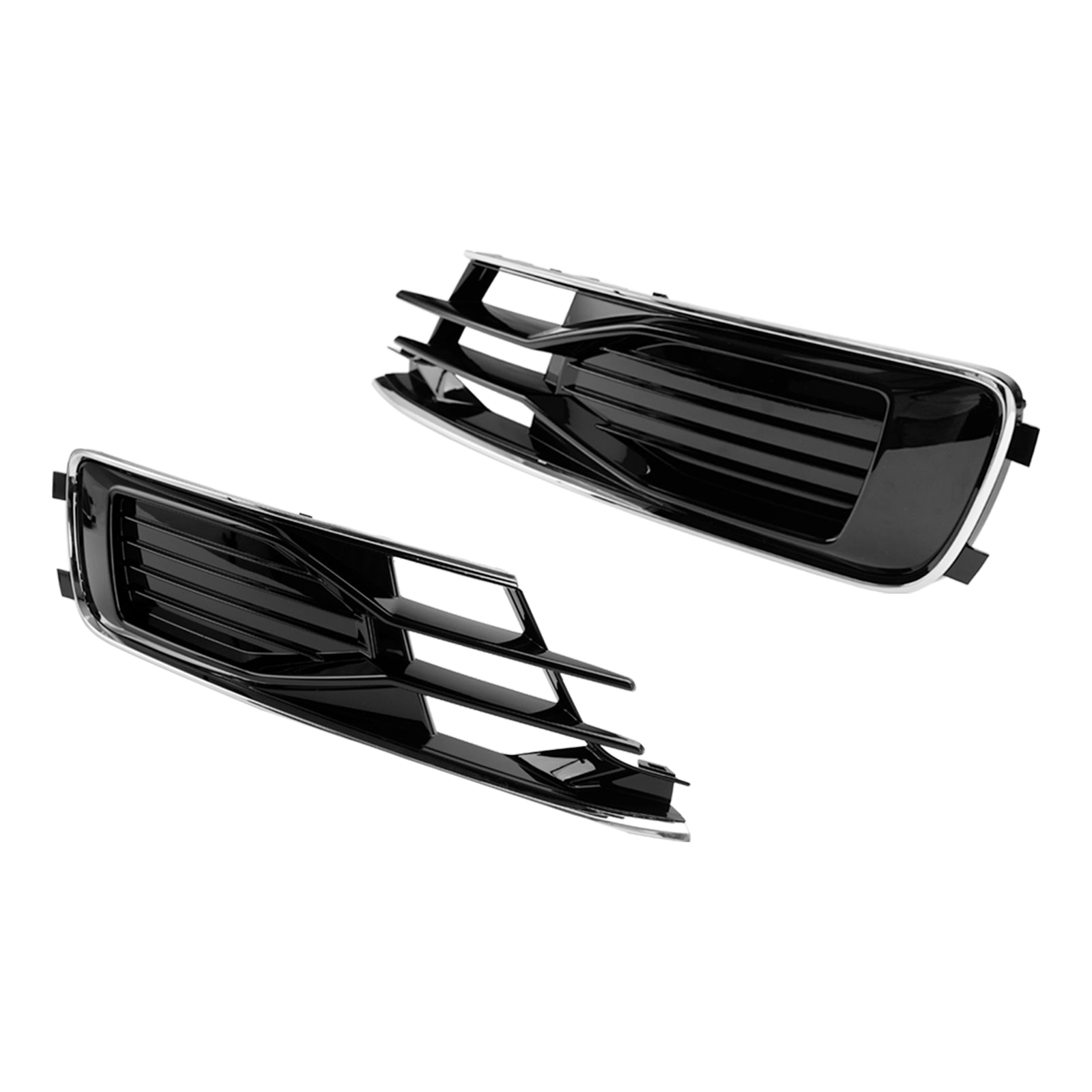 2014-2018 Audi A6 C7 Black Chrome Front Bumper Fog Light Cover Grill — Pair (4G0807647T94 / 4G0807648T94)