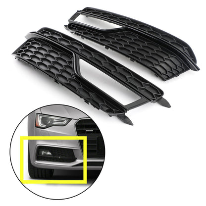 2013-2016 Audi A5 S-Line Black Front Fog Lamp Trim Grill — Pair (8T0807681K)