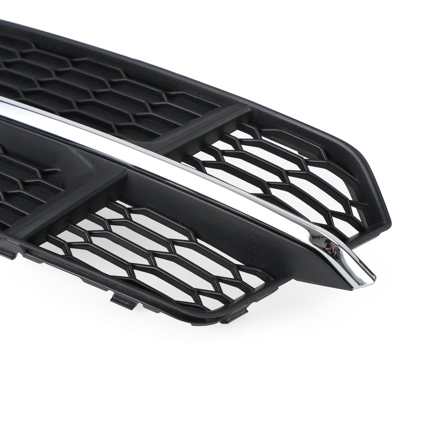 2016-2018 Audi A6 C7 S-Line Front Bumper Lower Grille — Black Chrome Pair