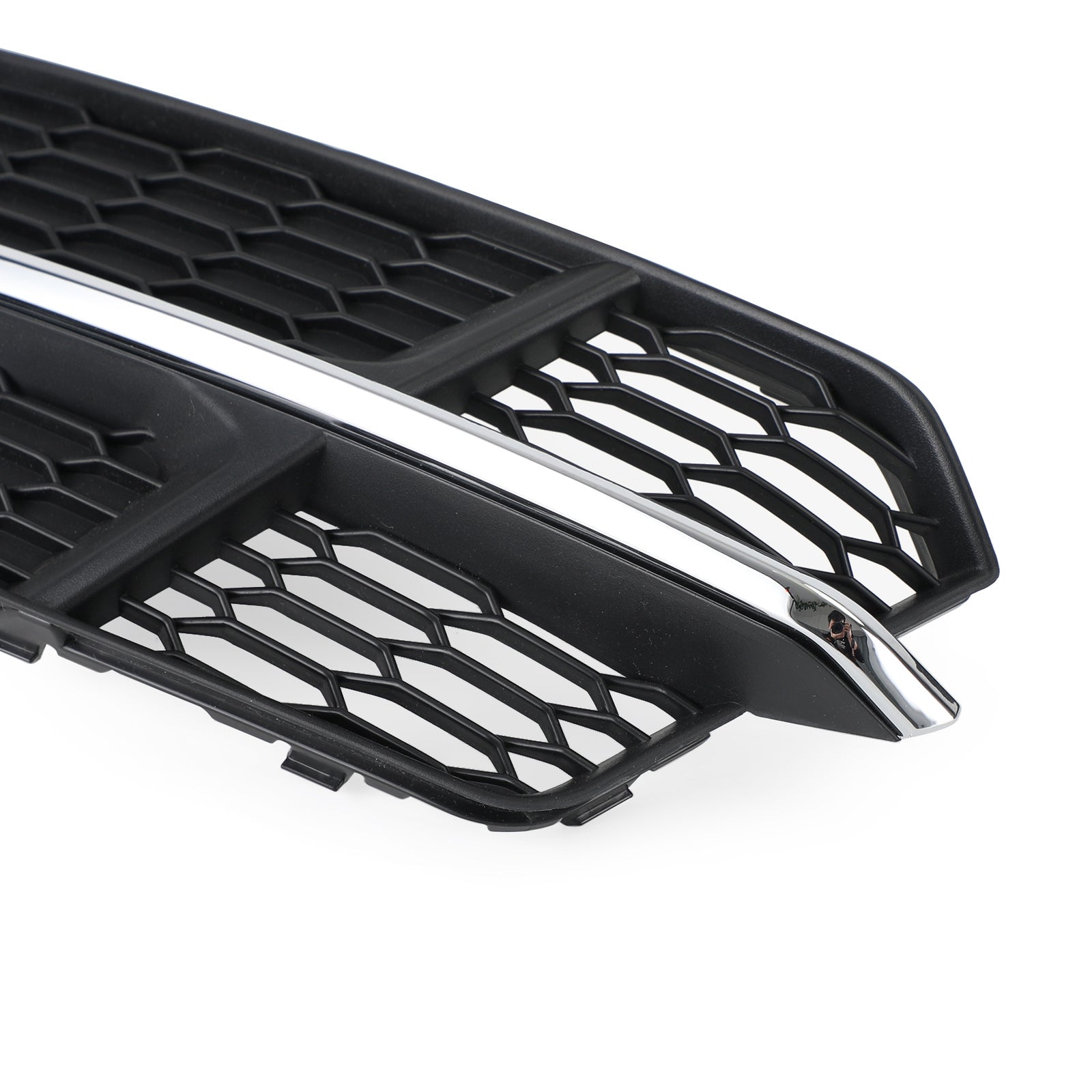2016-2018 Audi A6 C7 S-Line Front Bumper Lower Grille — Black Chrome Pair