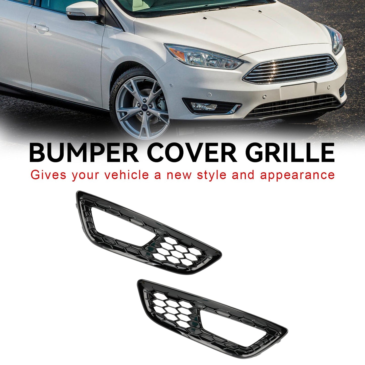 2015-2018 Ford Focus 2PCS Front Bumper Fog Light Lamp Cover Bezel Grille F1EZ15266D F1EZ15266G