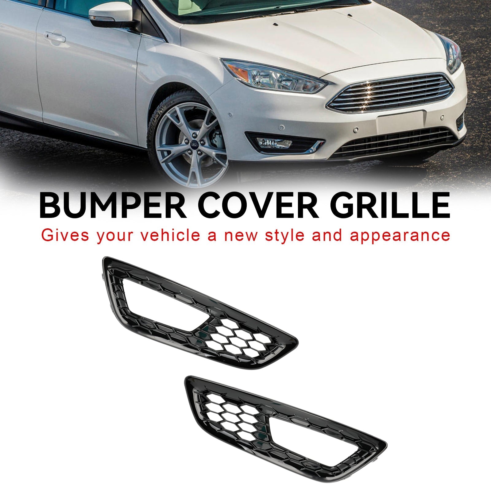 2015-2018 Ford Focus 2PCS Front Bumper Fog Light Lamp Cover Bezel Grille F1EZ15266D F1EZ15266G
