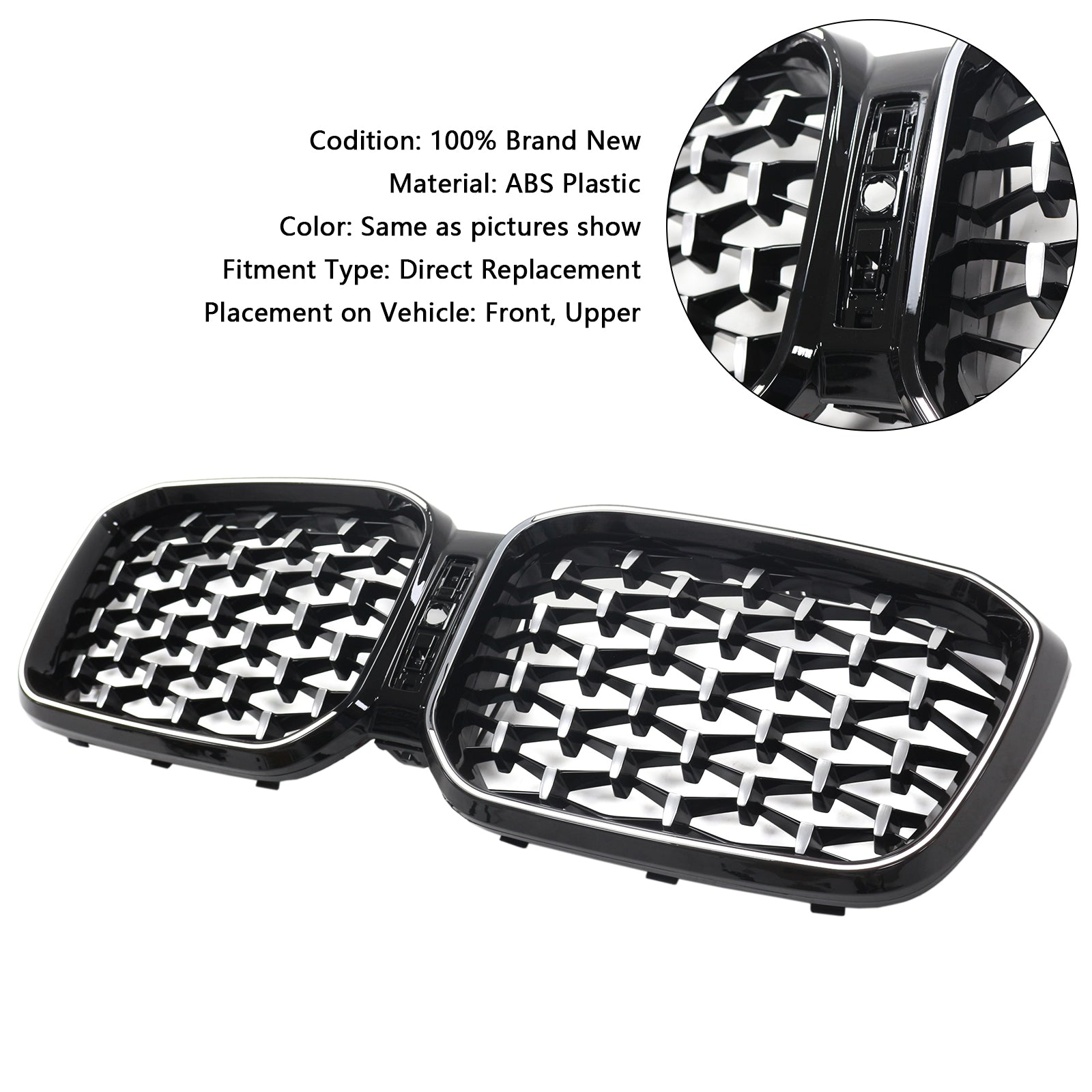 2022-2025 BMW X3 G01 X4 G02 Diamond Chrome Front Bumper Kidney Grille
