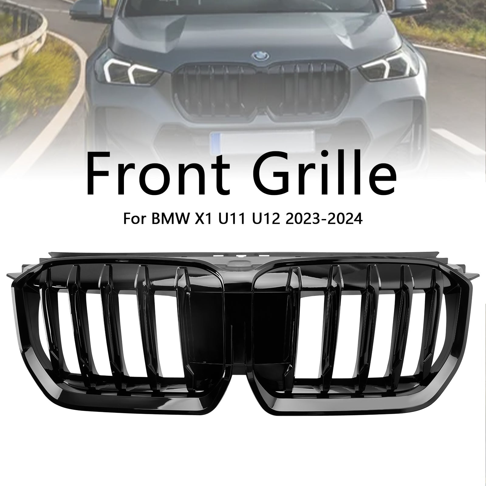 2023-2024 BMW X1 U11 U12 Gloss Black Front Bumper Kidney Grille