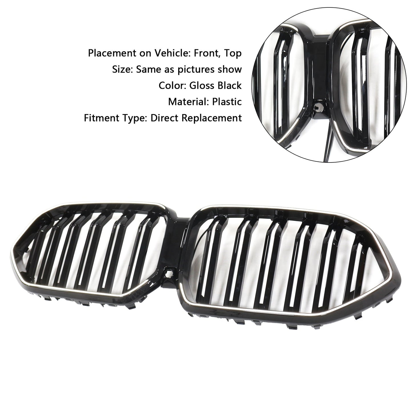 2020-2022 BMW X6 G06 M50i Gloss Black Front Bumper Grille with Camera Hole