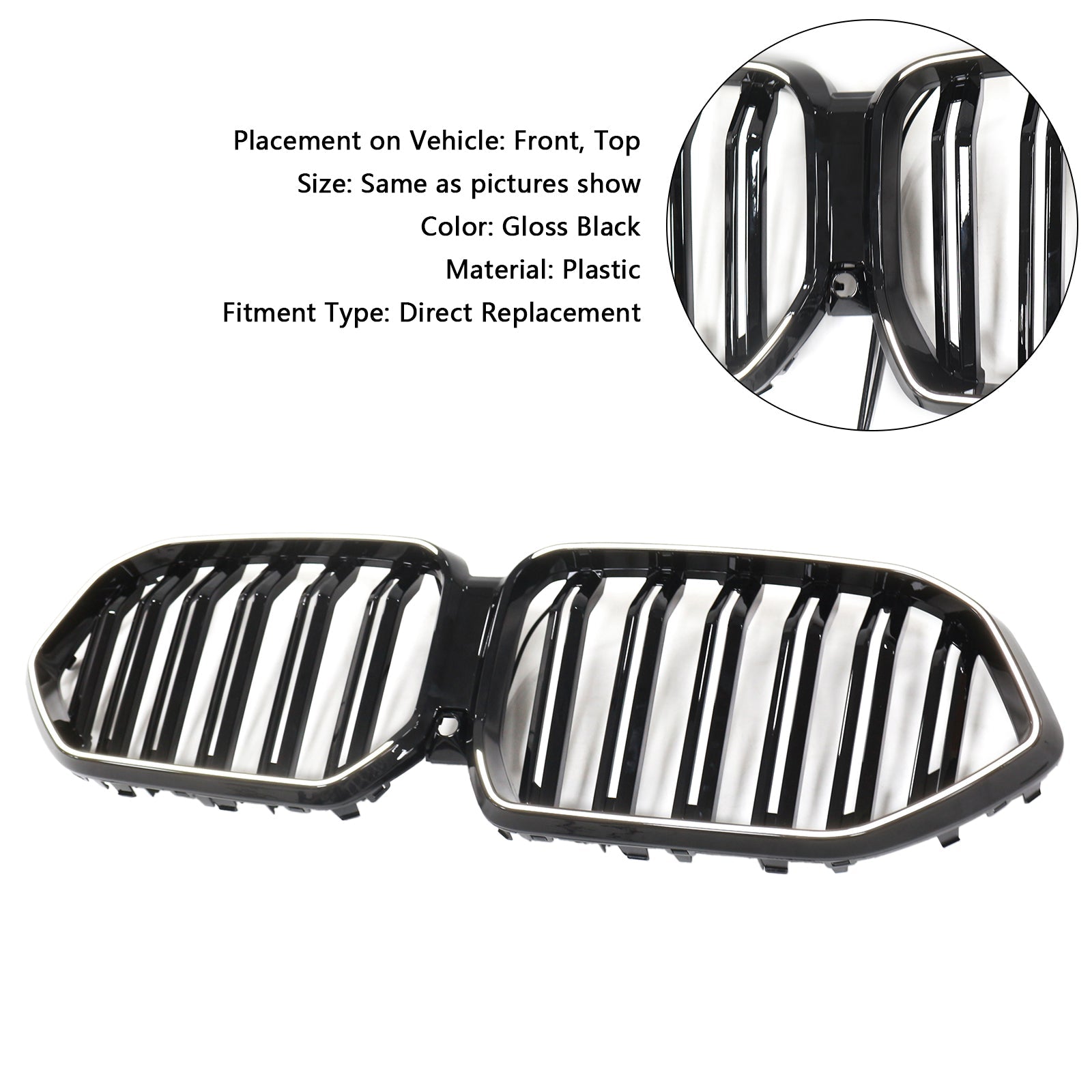 2020-2022 BMW X6 G06 M50i Gloss Black Front Bumper Grille with Camera Hole