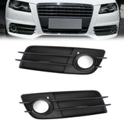 2008-2012 Audi A4 S-Line S4 Black Front Bumper Fog Light Grille Cover — Pair