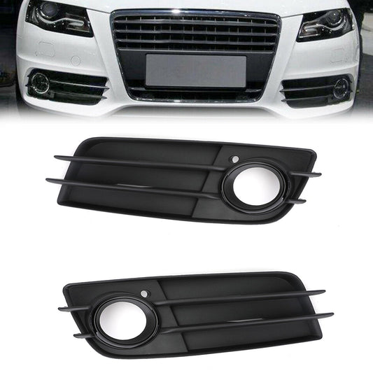 2008-2012 Audi A4 S-Line S4 Black Front Bumper Fog Light Grille Cover — Pair