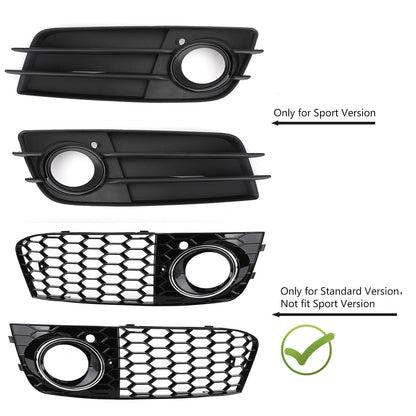 2009-2012 Audi A4 B8 Honeycomb Mesh Fog Light Open Vent Grill Intake — Pair