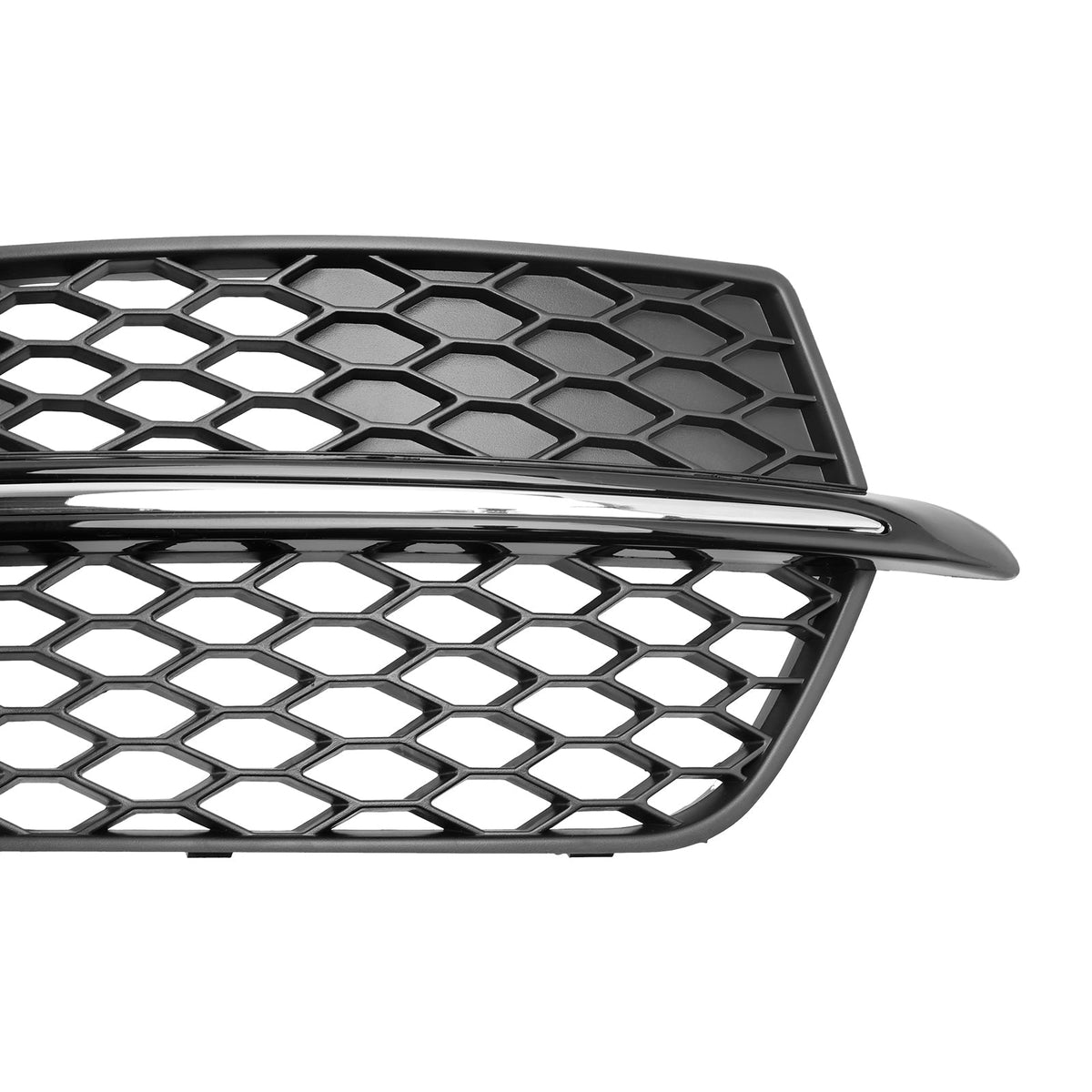 2013-2017 Audi Q5 S-Line SQ5 Black Chrome Front Bumper Fog Light Grille — Pair (8R0807682N / 8R0807681S)