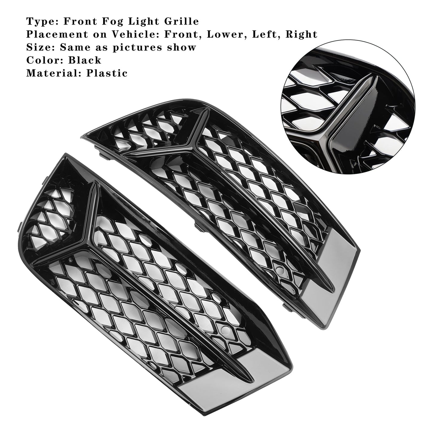 2017-2020 Audi A3 Front Bumper Grill Fog Light Cover Lamp Frame Trim