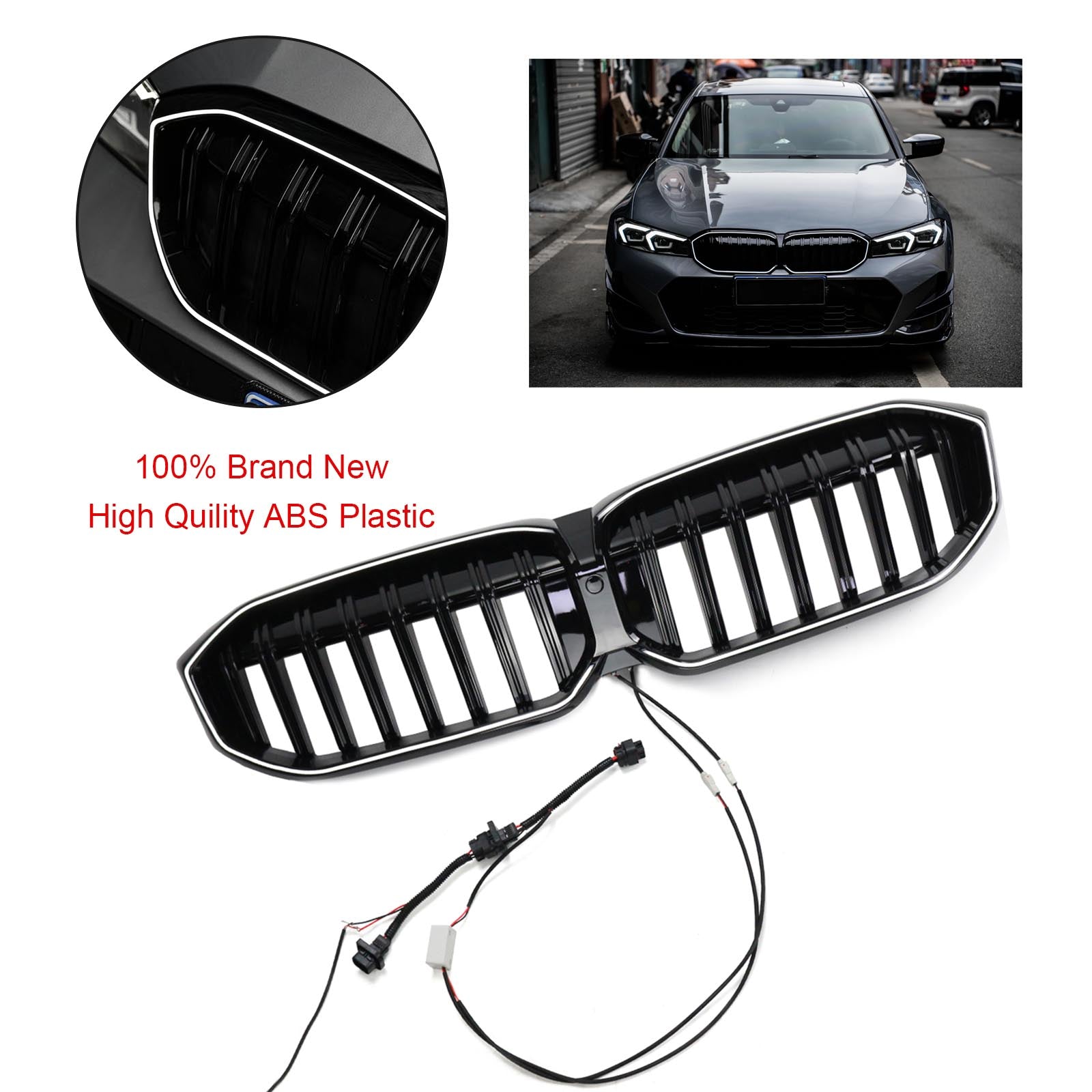 2023-2024 BMW 3 Series G20 G21 G28 Gloss Black Front Kidney Grille Mesh