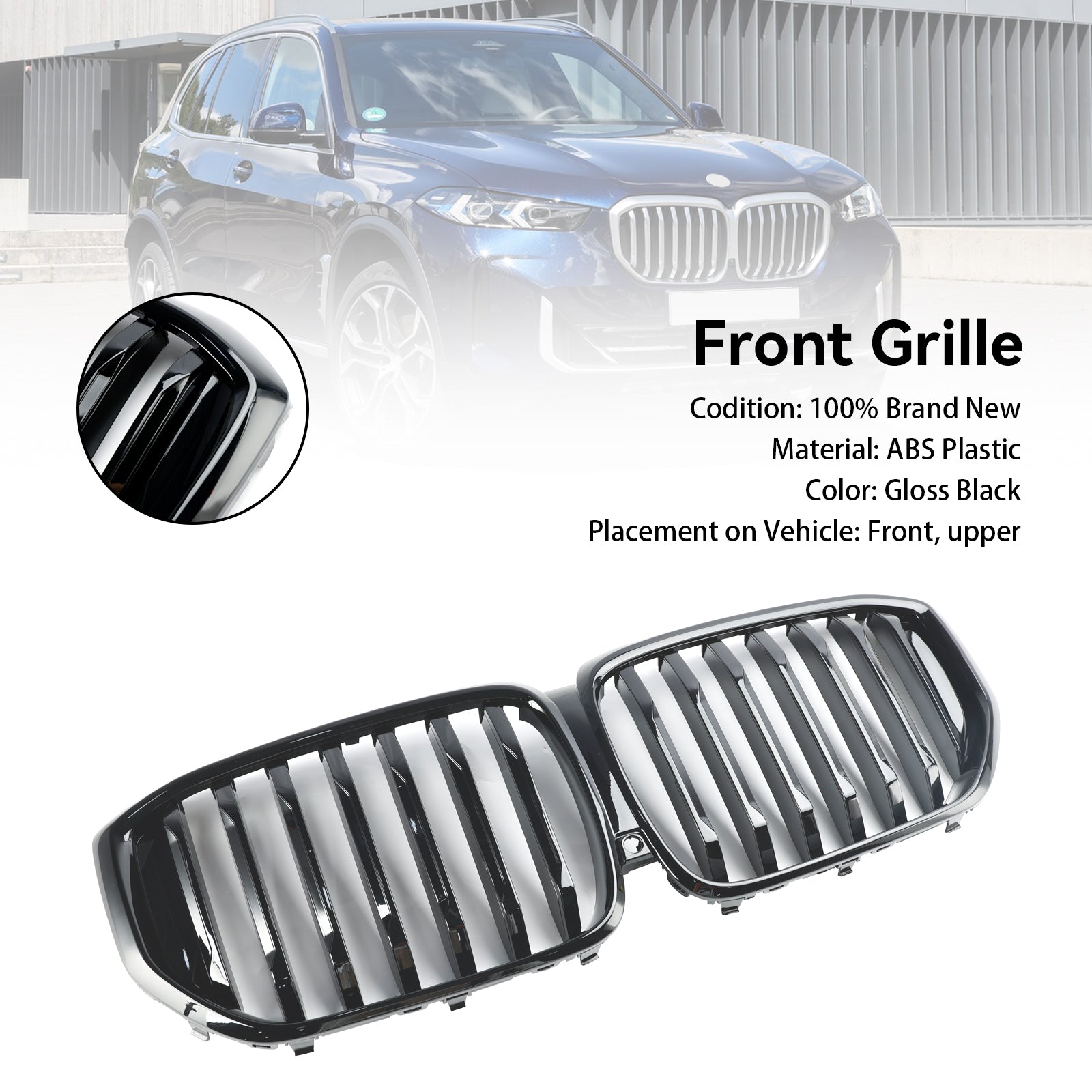 2024+ BMW X5 G05 LCI Gloss Black Front Bumper Kidney Grille