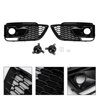 2018-2020 Audi Q5 SQ5 RSQ5 Style Black Front Honeycomb Fog Lamp Grille Cover