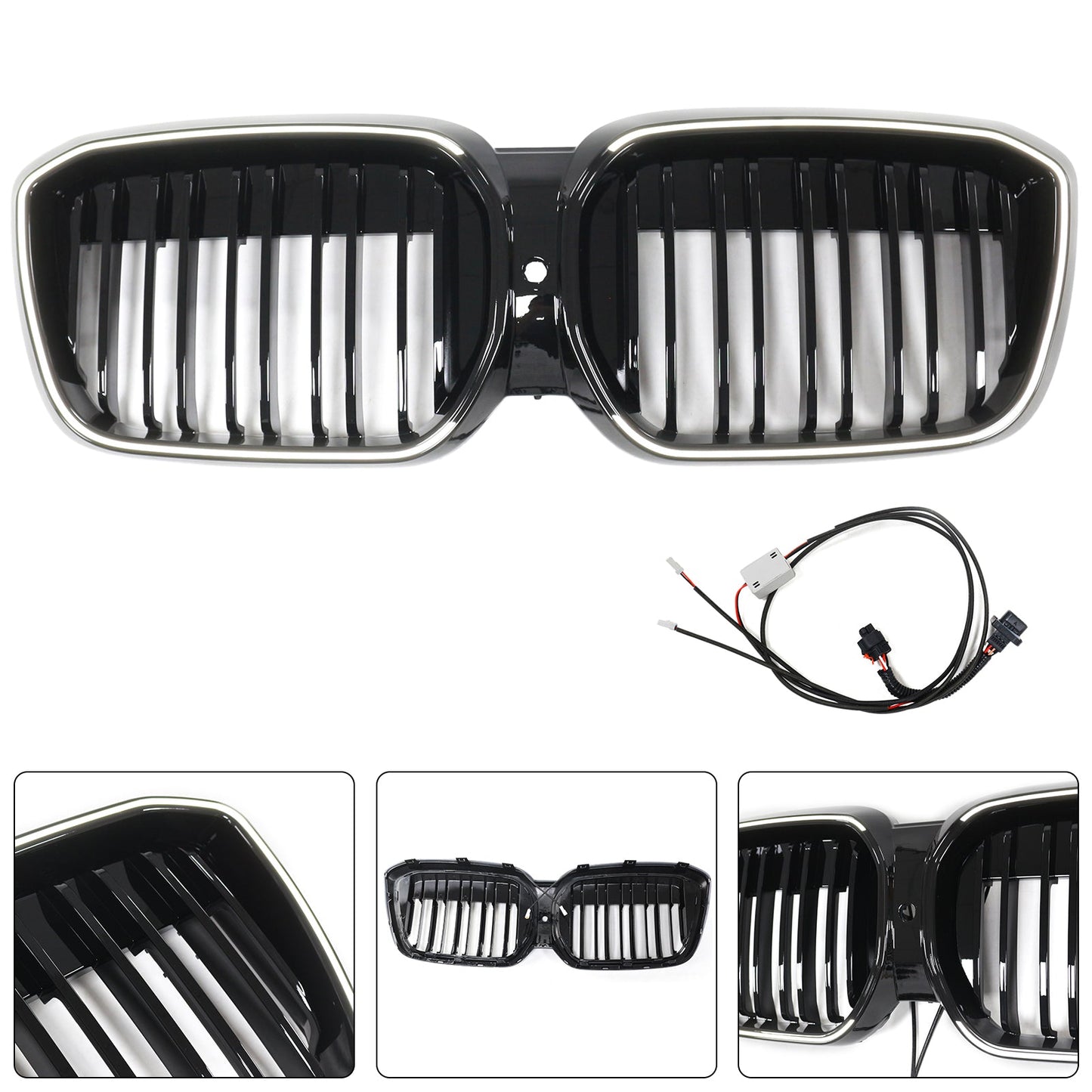 2022-2024 BMW iX3 G08 LCI Double Slat Gloss Black Front Kidney Grille