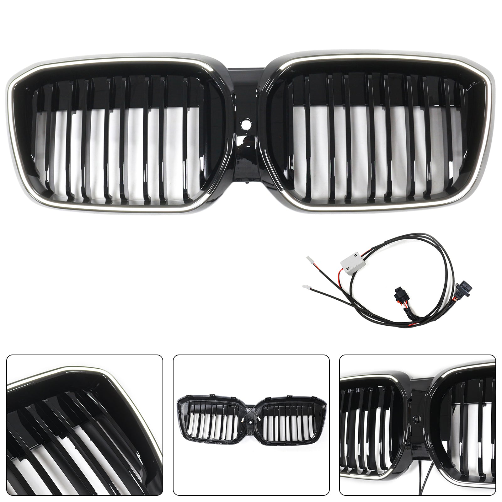 2022-2024 BMW iX3 G08 LCI Double Slat Gloss Black Front Kidney Grille