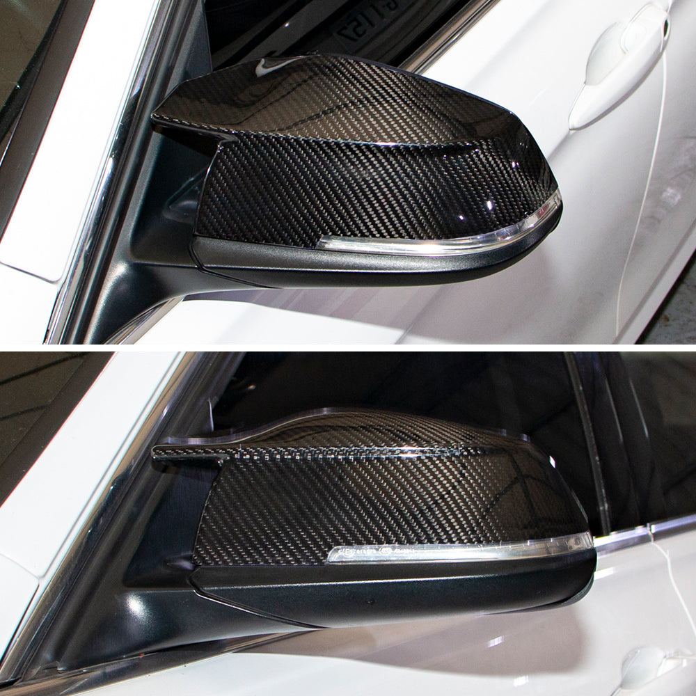 AeroBon CF Mirror Cap Overlays BMW 3 Series F30 (2013-2018) - installed on vehicle