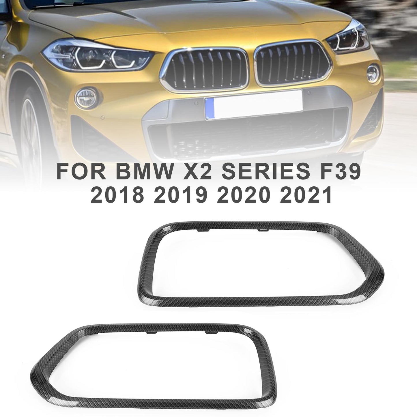 2018-2021 BMW X2 F39 Carbon Fiber Front Bumper Grill Frame Cover Trim