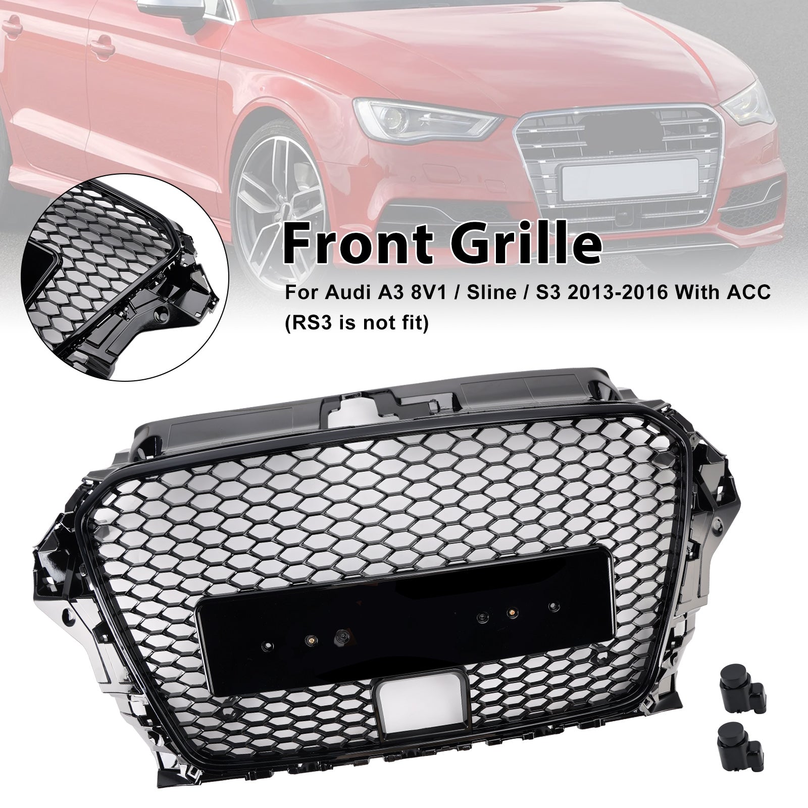 2013-2016 Audi A3 S-Line S3 RS3 Style Front Bumper Grille with ACC