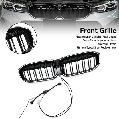 2023-2024 BMW 3 Series G20 G21 G28 Double Line Black Front Kidney Grille Mesh