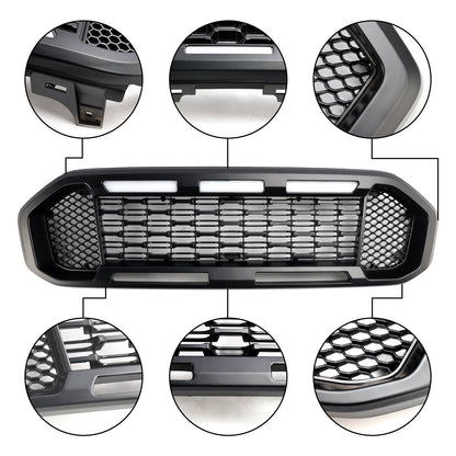 2019-2023 Ford Ranger Black Front Bumper Grill Grille T8 W/LED Light