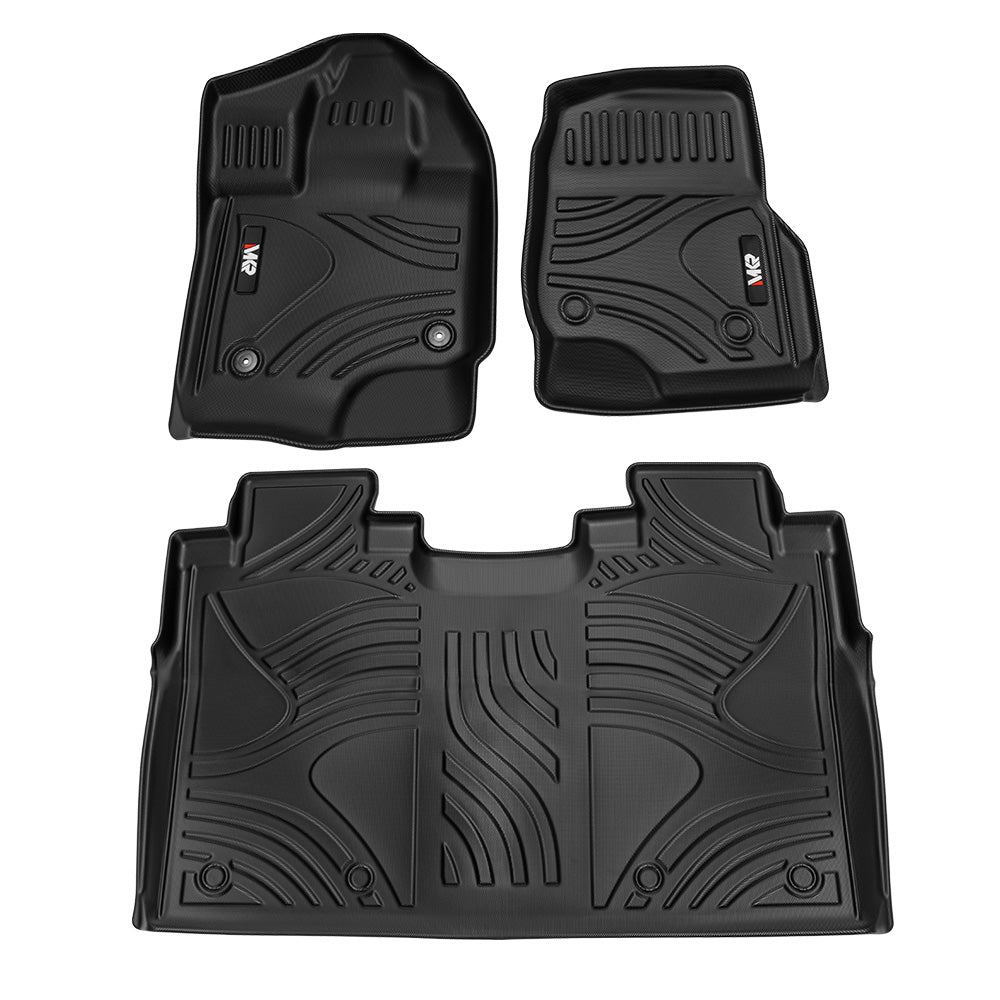 Custom TPE All-Weather Floor Mats for 2015-2025 Ford F-150 (Without Fold-Flat Storage, 3-Piece Set)